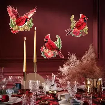 3 шт., сотовая птица, рождественские украшения, яркие цвета, креативная форма, 3D-эффект, подвеска в виде рождественской елки, декор для вечеринки красный