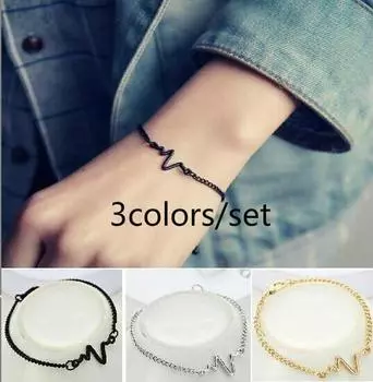 3 шт. список личности простой дизайн частота сердечных сокращений электрокардиограмма диаграмма браслет с молнией