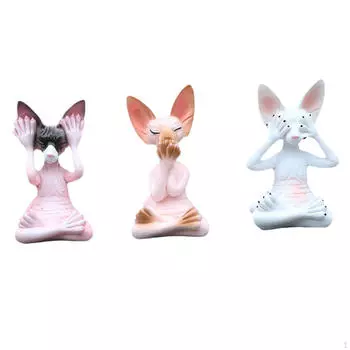 3 шт. Статуэтка безволосого кота, медитирующая фигурка, подарок на новоселье, украшение для стола, смоляное животное