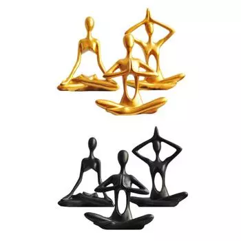 3 шт. Статуэтки для йоги, коллекционные новинки, декоративные фигурки, современные статуи для офиса, спальни, камина, гостиной, стола золотой