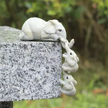 3 шт. Статуэтки слонов, фигурки животных, милые реалистичные коллекционные украшения из смолы для