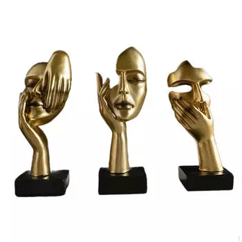 3 шт., статуи мыслителя, абстрактное искусство, скульптуры, настольные украшения, подарки на день рождения, декоративная столешница золотистый