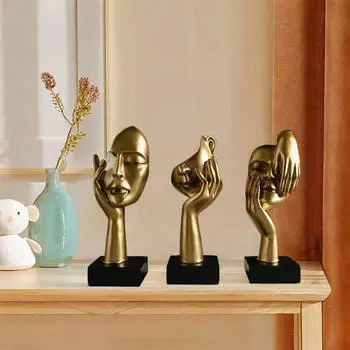 3 шт., статуи мыслителя, абстрактное искусство, скульптуры, подарки на день рождения, эстетические настольные украшения для золотистый