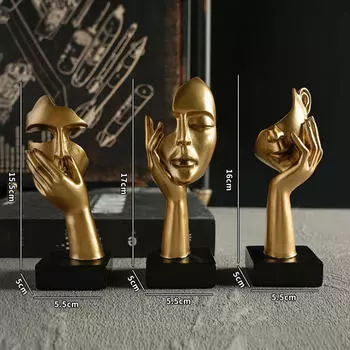 3 шт., статуи мыслителя из смолы, абстрактное искусство, скульптуры, ремесла, центральные украшения, настольные украшения для золотистый