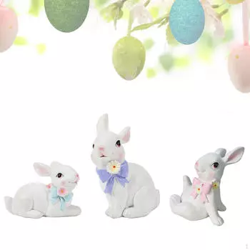 3 шт. Статуя кроликов для сада на открытом воздухе Элегантная Фантастическая Яркая Милая Скульптура золотой