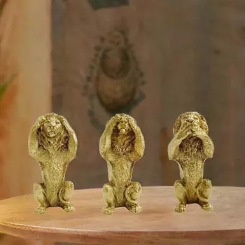 3 шт. статуя льва модель животного скульптура настольная фигурка для полки стола золотой