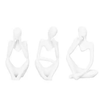 3 шт. Статуя мыслителя, абстрактная скульптура, белая смоляная скульптура мыслителя, украшение для домашнего стола