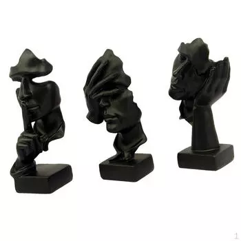 3 шт. Статуя мыслителя, современная абстрактная скульптура, предметы декора, декоративная тишина, золотая смола