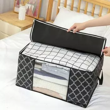 3 шт. сумка для хранения из нетканого материала с прозрачным окном на молнии, сверхмощная портативная ручка, складная пыленепроницаемая стеганая сумка для одежды, товары для дома светло-серый