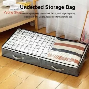 3 шт. сумка для хранения под кроватью, пылезащитная, большой емкости, четыре ручки, влагостойкая, на молнии, сумка для хранения одеяла, сумка для хранения в шкафу для общежития темно-серого