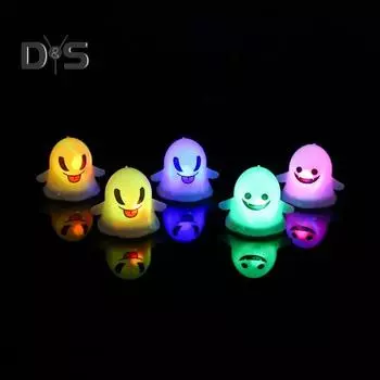 3 шт. светодиодных призрачных фонарей на батарейках, жуткий красочный призрачный фонарь с отверстиями для подвешивания, милый декоративный атмосферный светильник для сада на Хэллоуин A