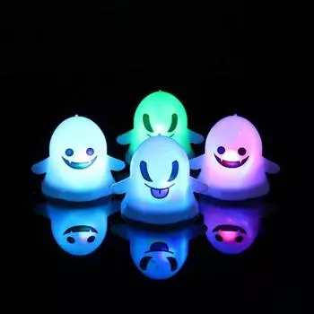 3 шт. светодиодных призрачных фонарей на батарейках, жуткий красочный призрачный фонарь с отверстиями для подвешивания, милый декоративный атмосферный светильник для сада на Хэллоуин A