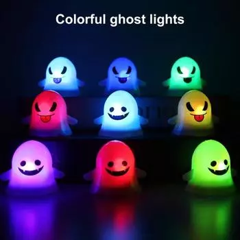 3 шт. светодиодных призрачных фонарей на батарейках, жуткие красочные призрачные фонари с отверстиями для подвешивания, милые B