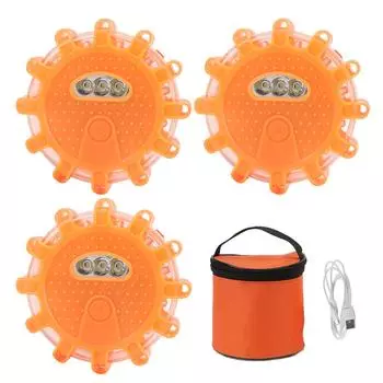 3 шт. светодиодный дорожный фонарь аварийного освещения типа C перезаряжаемый дорожный предупреждающий мигающий дисковый фонарь