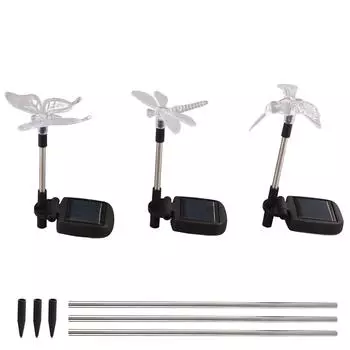 3 шт. светодиодный красочный уличный водонепроницаемый светильник на солнечной энергии для газона, сада, двора