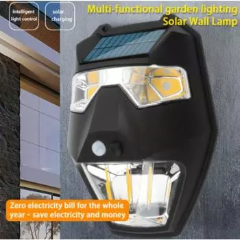 3 шт. светодиодный настенный светильник на солнечной батарее в стиле маски с датчиком движения человека для улицы, сада, двора, водонепроницаемый настенный светильник no Red light-1pcs