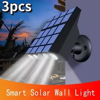 3 шт. светодиодный настенный светильник на солнечной батарее, уличный IP65, водонепроницаемый, умное светящееся освещение, украшение сада, солнечные фонари, лестница, забор, солнечный свет, лампа white light-1pcs