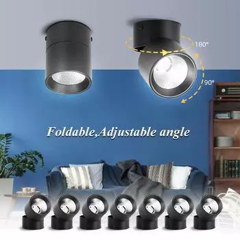 3 шт. светодиодный точечный светильник, складной точечный светильник 7 Вт, 10 Вт, 15 Вт, 110 В/220 В, светодиодный светильник для внутреннего освещения, потолочный точечный светильник для гостиной, спальни, кухни 3Pcs 7W cold White чёрный