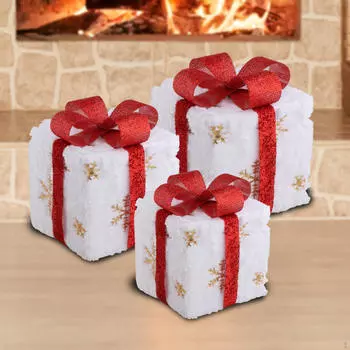 3 шт. светящиеся подарочные коробки, рождественские украшения коробки украшения, Рождество Warm