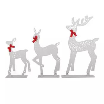 3 шт. светящиеся рождественские украшения олень для дома теплый белый свет железный светодиодный олень семейный набор настольный