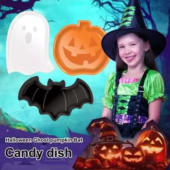 3 шт. Тарелки для конфет на Хэллоуин, тыква, привидение, летучая мышь, держатели для сладостей, конфеты для вечеринки в честь Хэллоуина