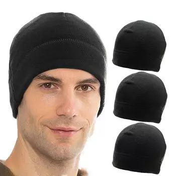 3 шт. Теплые шапки для улицы, военная тактическая ветрозащитная шапка-череп, зимняя шапка из микрофлиса чёрный