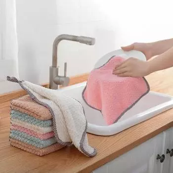 3 шт. ткань для чистки с рисунком ананаса, хорошее впитывание, коралловый флис, прямоугольное подвесное полотенце для рук, кухонные принадлежности розовый