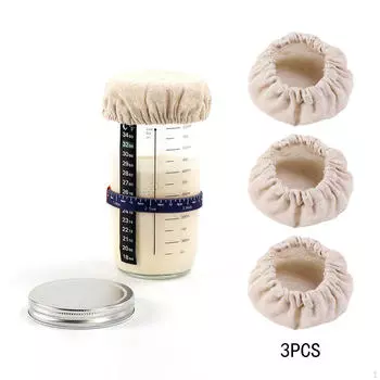 3 шт. тканевые крышки для банок, эластичные крышки для хранения хлеба, хлебобулочные изделия, консервирование с широким горлышком для 4 дюймов в кафе
