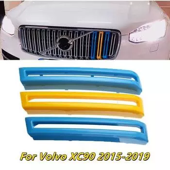 3 шт., трехцветная пряжка, 3D передняя решетка, полоска M, декоративные наклейки, накладка на бампер для XC90 2015-2018, автомобильный Стайлинг 3pcs