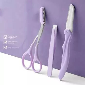 3 шт., триммер для бровей, набор для бровей, ножницы для бровей, расческа для бровей для лица, пинцет, формирователь ресниц, формирователь бровей, брови 3Pcs