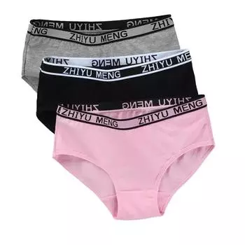 3 шт. трусики для подростков, детское нижнее белье, детские хлопковые трусы, От 8 до 16 лет one size белый