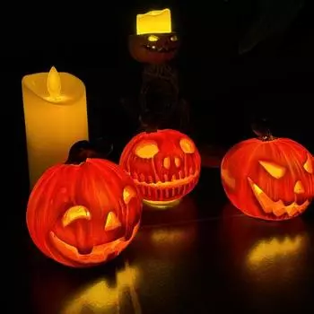 3 шт. тыквенная голова украшения на Хэллоуин смоляные тыквы подсвечник украшения жуткая вечеринка стол