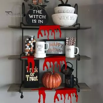 3 шт., украшение для полки на Хэллоуин, жуткая готическая полка для дома и офиса, ниспадающая вода, металлическое художественное украшение, принадлежности для вечеринок красный