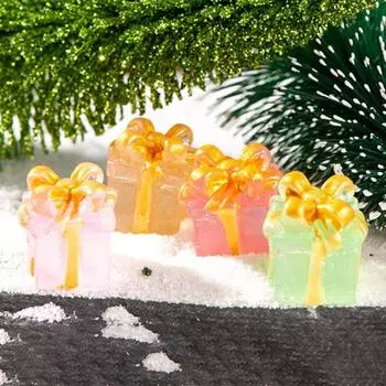 3 шт., украшение из смолы, светящаяся мультяшная подарочная коробка, устойчивая к выцветанию, милая атмосфера, декоративное украшение для автомобиля ручной работы синий