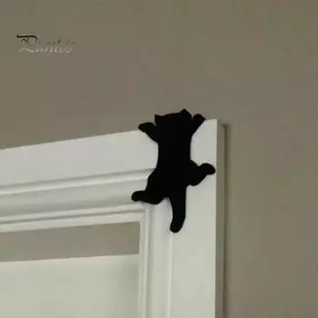 3 шт., украшение на дверную раму в виде черного кота, прочное деревянное украшение на Хэллоуин, подвесной силуэт кота, дверной угол, знак на переднюю дверь, украшение на край сиденья Cat