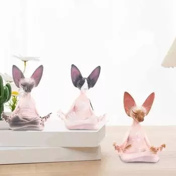 3 шт., украшение в виде кошки, причудливая фигурка кота, синтетическая смола, медитация, статуя кота для йоги для дома, уличного садового декора 3pcs