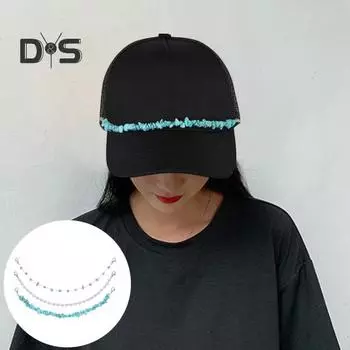 3 шт. унисекс-цепочка для волос в стиле бохо с неровными бирюзовыми камнями и цветочным декором, цепочка для шляпы, простая установка, аксессуары для повседневной носки A