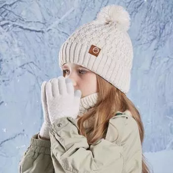 3 шт. Унисекс Детская шапка-бини с защитой ушей, шарф-шапка, новый детский зимний набор шапка-шарф-перчатки