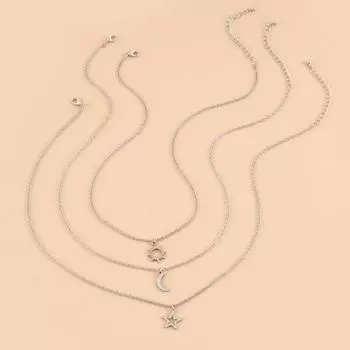 3 шт. унисекс ожерелья Солнце Луна Звезда регулируемые ювелирные изделия изысканные милые ожерелья на ключицы для вечеринки