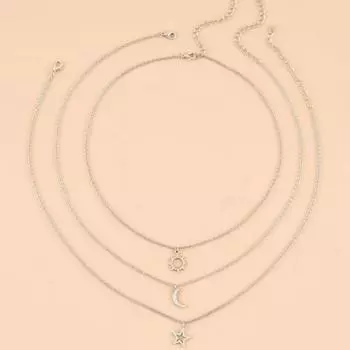 3 шт унисекс ожерелья Солнце Луна Звезда регулируемые ювелирные изделия изысканные милые ожерелья на ключицы
