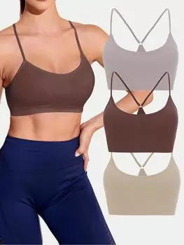 3 шт./упак. однотонный мягкий одноплечевой ремень, дышащий, быстросохнущий спортивный бюстгальтер для йоги со спиной-борцовкой
