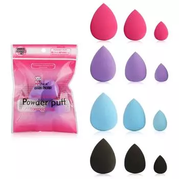 3 шт./упак. спонж для макияжа, пудра, косметическая пуховка, гладкий безупречный инструмент для растушевки 1Pcs Blue