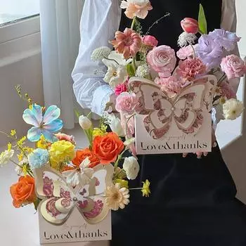 3 шт. Упаковка для роз, свадебная бумажная коробка для цветочного магазина, подарочный пакет на День святого Валентина, бабочка, коробка для цветов, праздничные принадлежности чёрный/красный