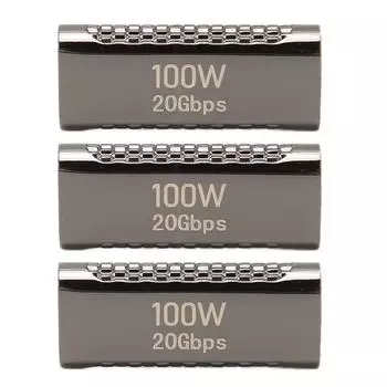 3 шт. USB C Female to Female адаптер с поддержкой передачи данных до 20 Гбит/с, подача питания 100 Вт, 8K 60 Гц