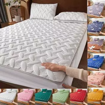 3 шт., утепленный стеганый наматрасник, хлопковый зимний теплый простынь, нескользящий защитный чехол, эластичная простыня 90cmx200cm 3PCS