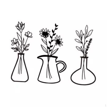 3 шт. Ваза настенная подвесная декоративная Цветы Искусство Коллекционная Поделка Черная Фигурка Декоративная