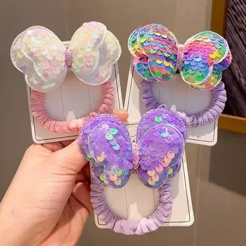 3 шт. Веревка для волос с пайетками Детские резинки Большой бант Завязка Высокий хвост Коса Девочка Резинка Головной убор Аксессуары для волос One Size