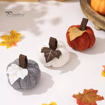 3 шт. Вязаная подвеска в виде маленькой тыквы, осенний декор, многоразовые мини-украшения в виде тыквы, вязаный декор для стола, тыква для фермерского дома, праздника урожая на День благодарения белый
