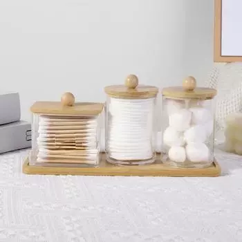 3 шт. в упаковке, держатель для ватных палочек с подносом, органайзеры для ванной комнаты и коробка для хранения, круглый держатель для ватных палочек, держатель для ватных шариков