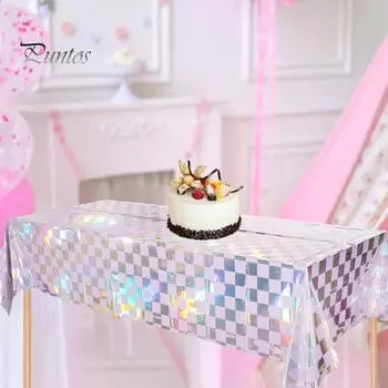 3 шт. в упаковке, пластиковые скатерти, блестящие, одноразовые, прямоугольные, скатерти, переливающиеся, украшения для вечеринок, пикника, кемпинга Large чёрный